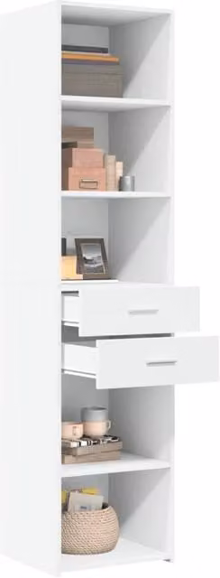 Berkfield Home Modern White Highboard with Hinged Doors and Internal Shelves, W/D/H: 45 x 42.5 x 185 cm