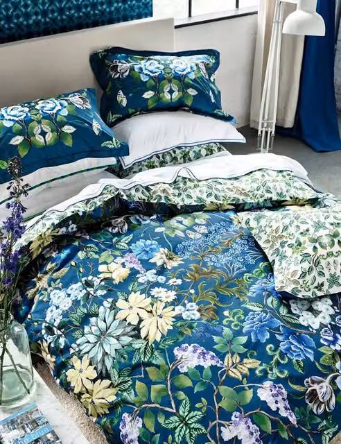 Designers Guild Eleonora Floral Pure Cotton Percale Bedding Set with Pillowcase, Multicolour, 200 x 200 cm