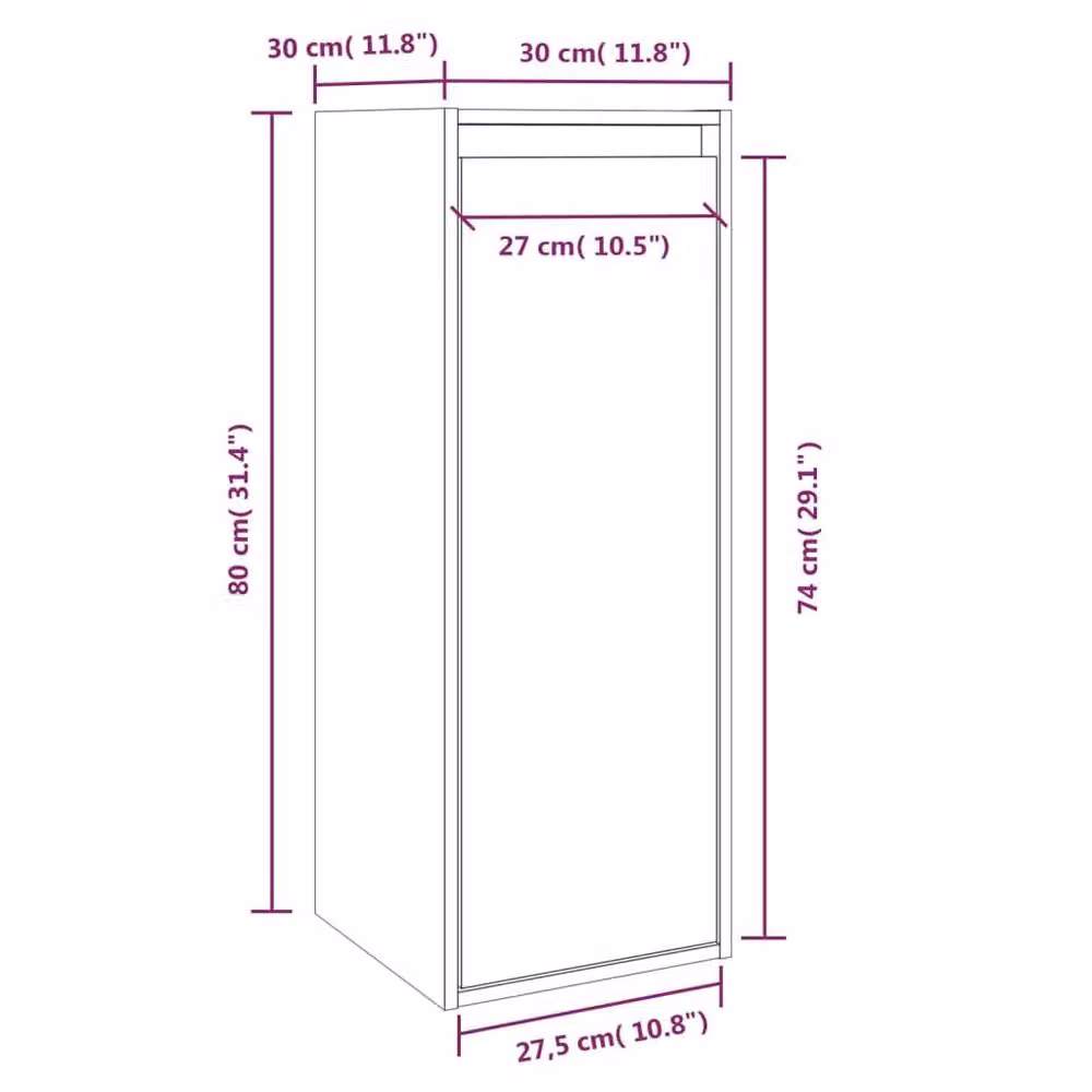 Berkfield Home Set of 2 Wall Mounted Solid Wood Pine Cabinets in Honey Brown, W/D/H: 30 x 30 x 80 cm – 5