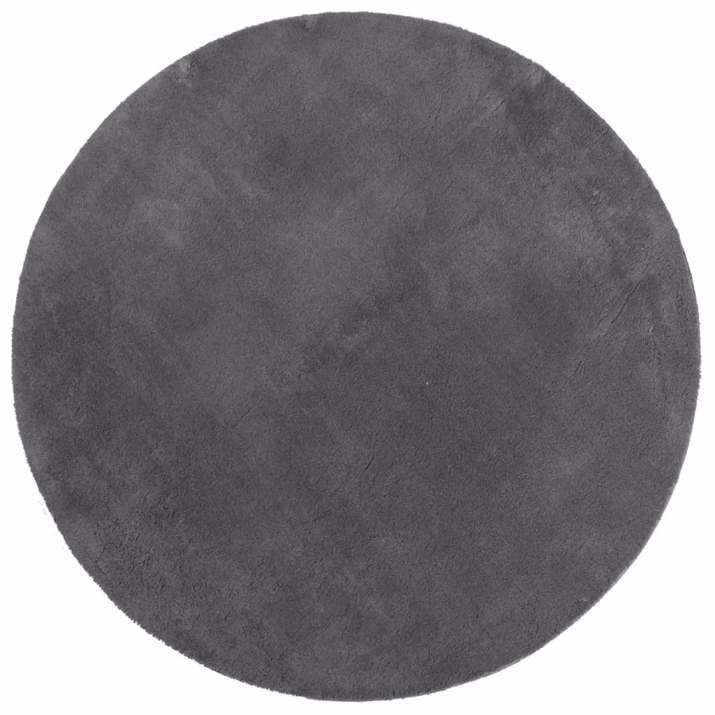 Berkfield Home Round Short Pile Soft and Washable Rug in Anthracite Black, Diameter: 200 cm – 1