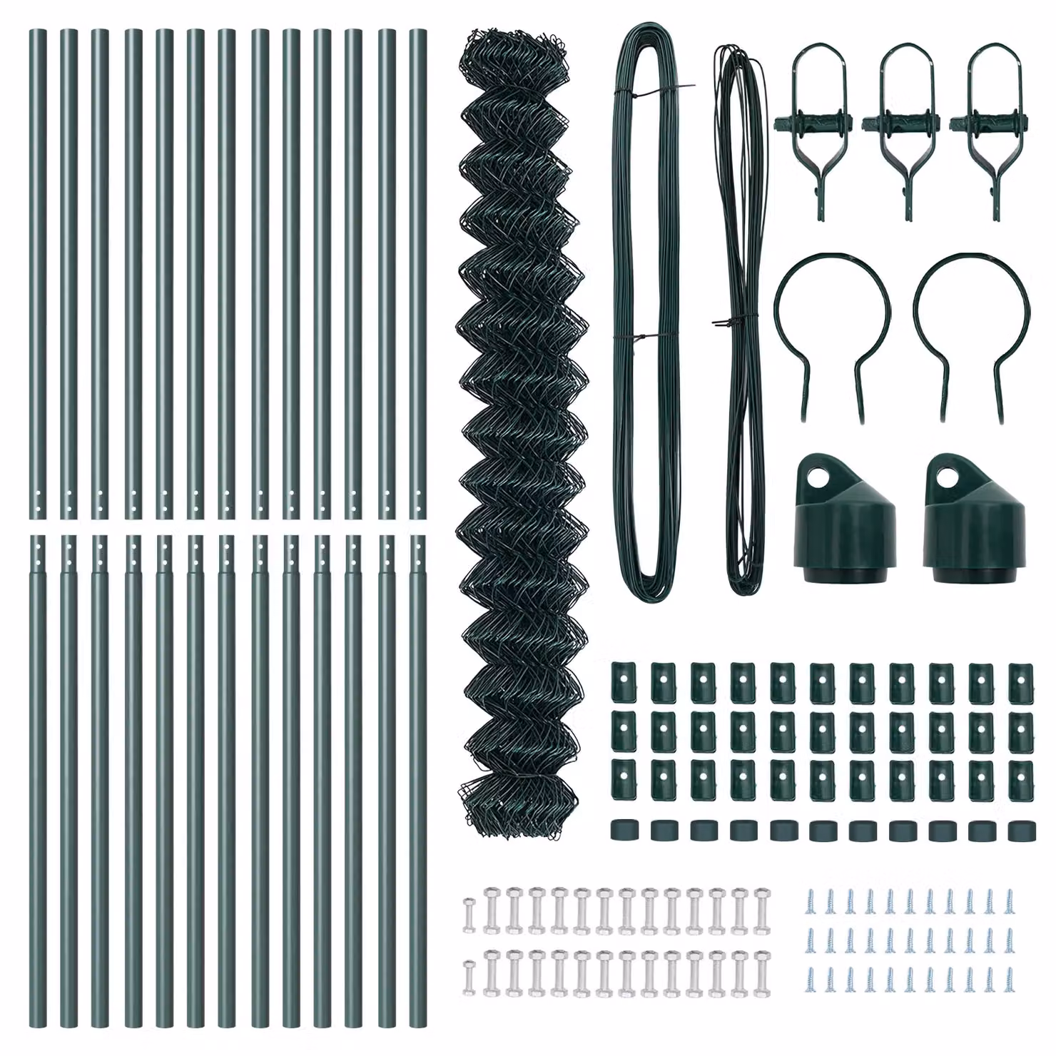 Berkfield Home Green Galvanised Steel Chain Link Fence with 13 Posts, 1.6 x 25 m – 4