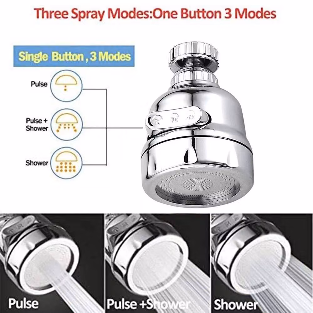 NESTLUNE 360 Degree Flexible Kitchen Sink Tap Spray Head Attachment, Silver, W: 52 cm, H: 7.6 cm – 3