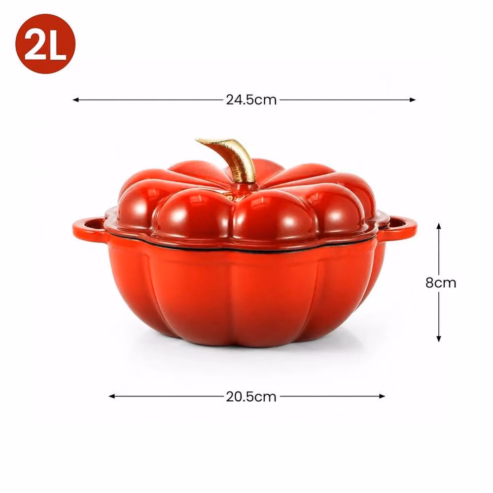 PAWNORA Enamelled Cast Iron Casserole Pot with Lid in Red – 2