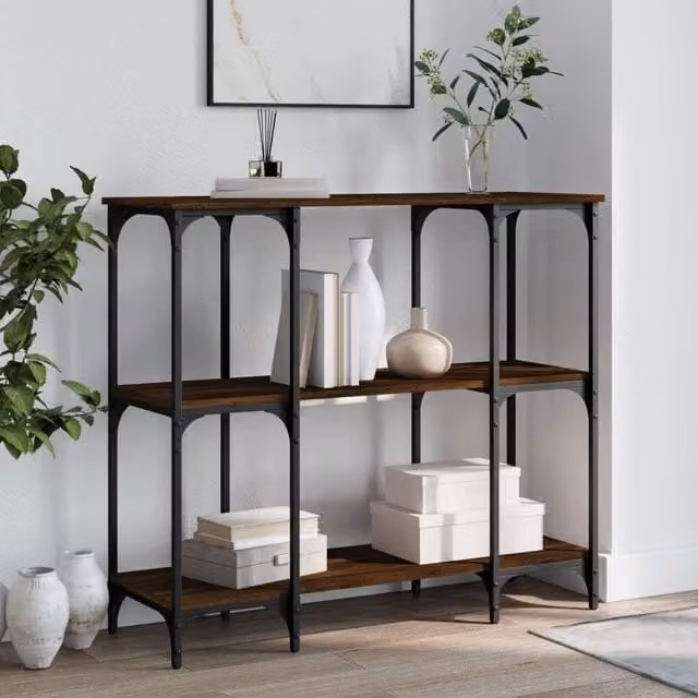 Berkfield Home Console Table in Brown Oak, W/D/H: 102 x 35 x 90 cm – 1