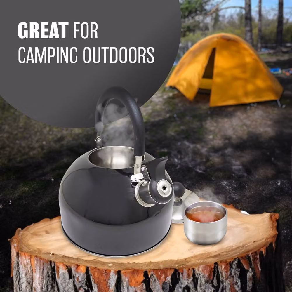 BARGAINS-GALORE 2.5l Stainless Steel Whistling Kettle with Black Phenolic Handle – 5