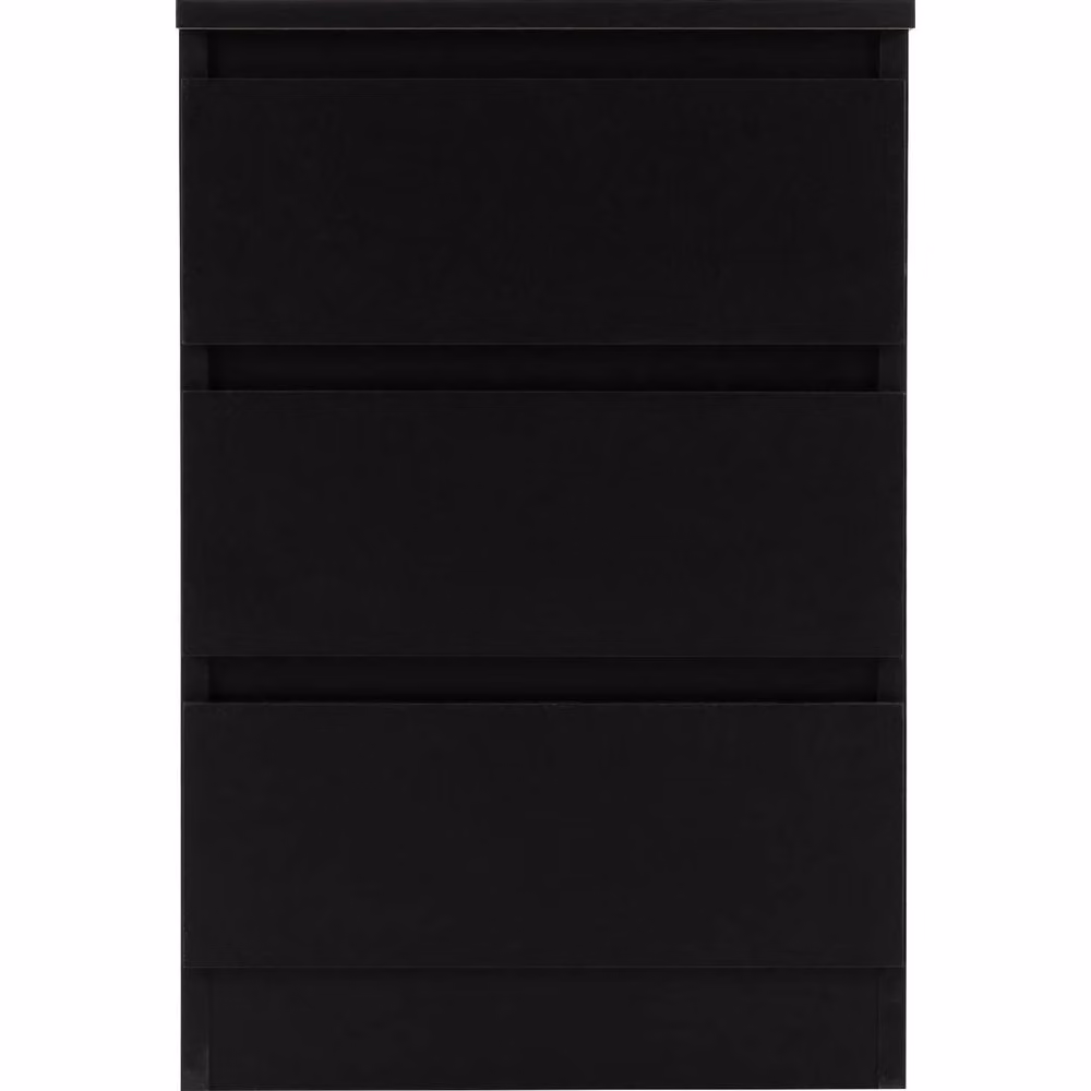 FORGEVIO Matt Black 3 Drawer Bedside Chest Freestanding Bedroom Storage – 4