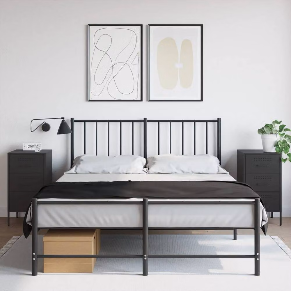 Berkfield Home Set of 2 Black Metal Bedside Cabinets, W/D/H: 36 x 39 x 68 cm – 2