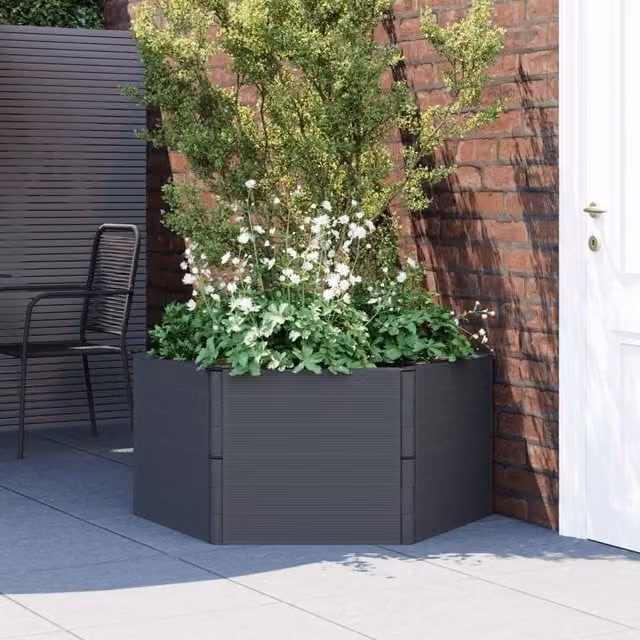 Berkfield Anthracite Plastic Garden Planter in Black W/D/H: 53 x 26 x 26 cm