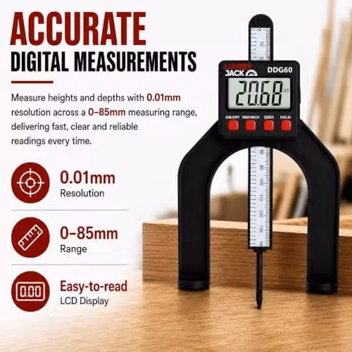Lumberjack LCD Digital Height and Depth Gauge Electronic Caliper with Magnetic Ruler in Black – 6
