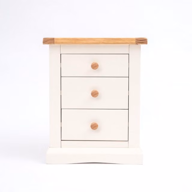 Cabinet Bits Castelli 3 Drawer Bedside Cabinet in White Waxed Pine