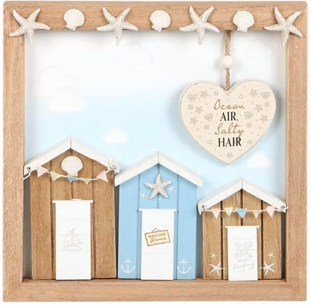 Something Different Ocean Air Salty Hair Multicolour MDF Beach Hut Wall Plaque W: 23.5 cm, H: 23 cm, D: 2 cm
