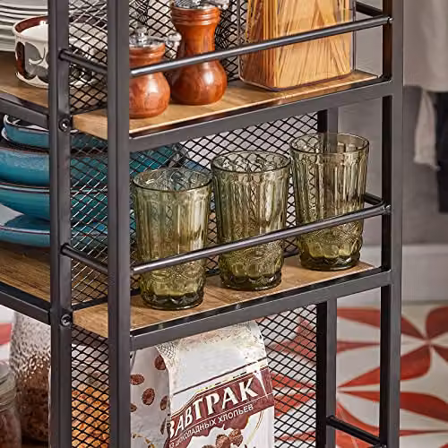 SoBuy Industrial Kitchen Trolley Cart with Drawer and 3 Shelves, Brown, W/D/H: 50 x 37 x 87 cm – 3