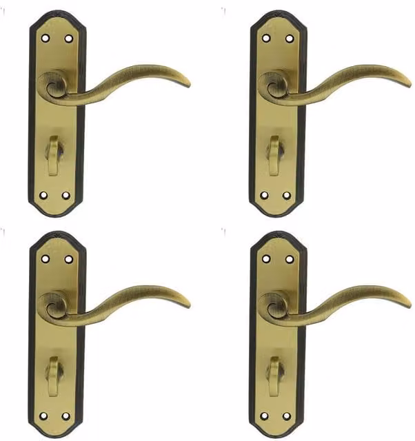 Loops 4x Pair Spiral Sculpted Lever Bathroom Backplate in Florentine Bronze, W: 180 mm, H: 48 mm – 1