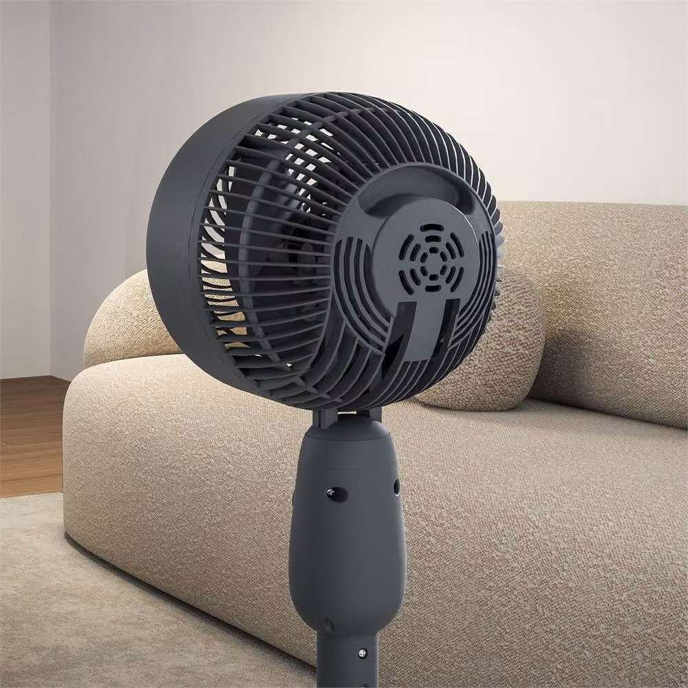 HOMCOM 12 Inch Grey Standing Floor Fan with Oscillation, Height: 140 cm – 2