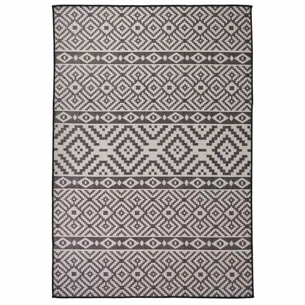 Berkfield Home Outdoor Flatweave Rug with Black Stripes, W/D: 160 x 230 cm – 2
