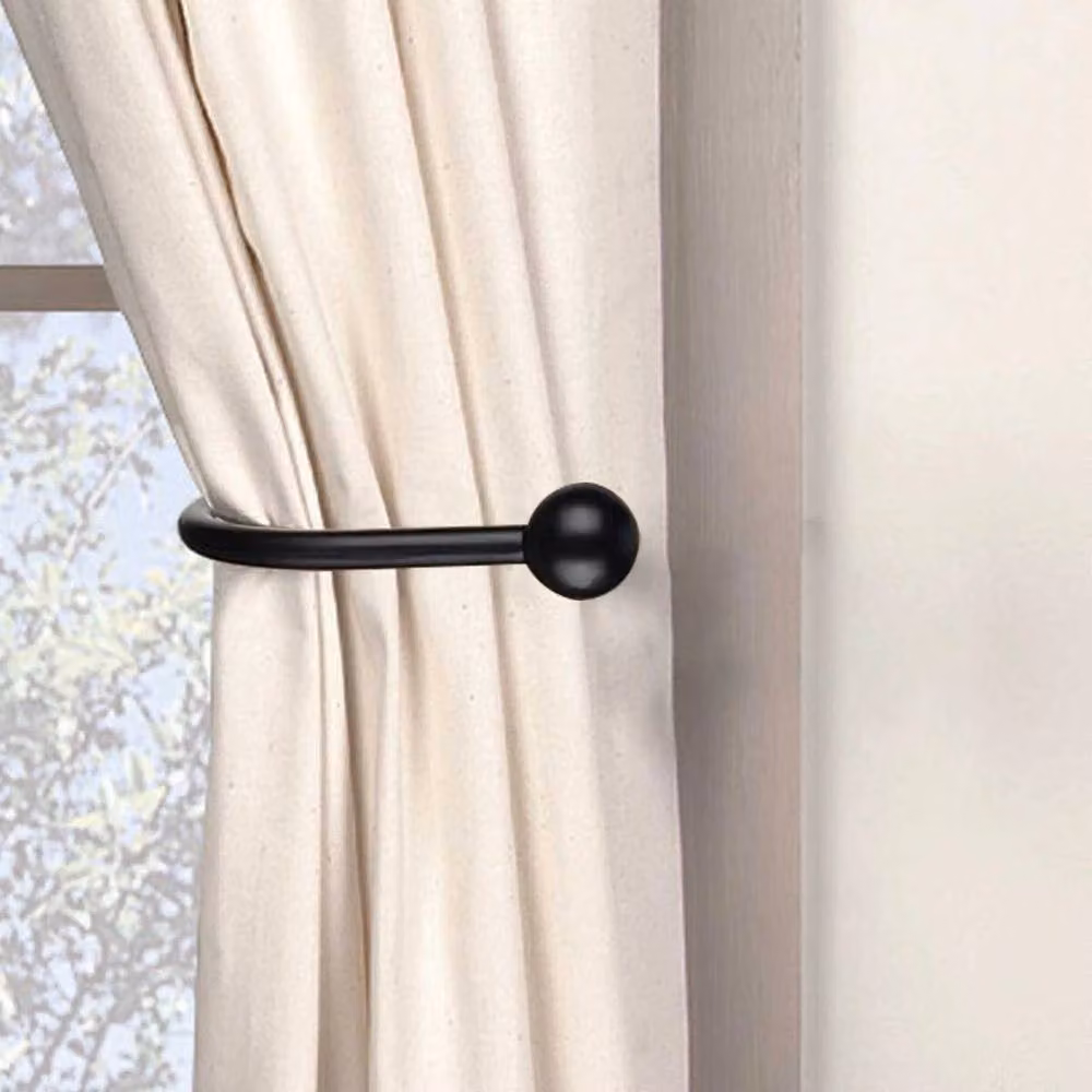 PAWNORA Black U Shape Window Curtain Hold Back Hooks, Pack of 2 – 2