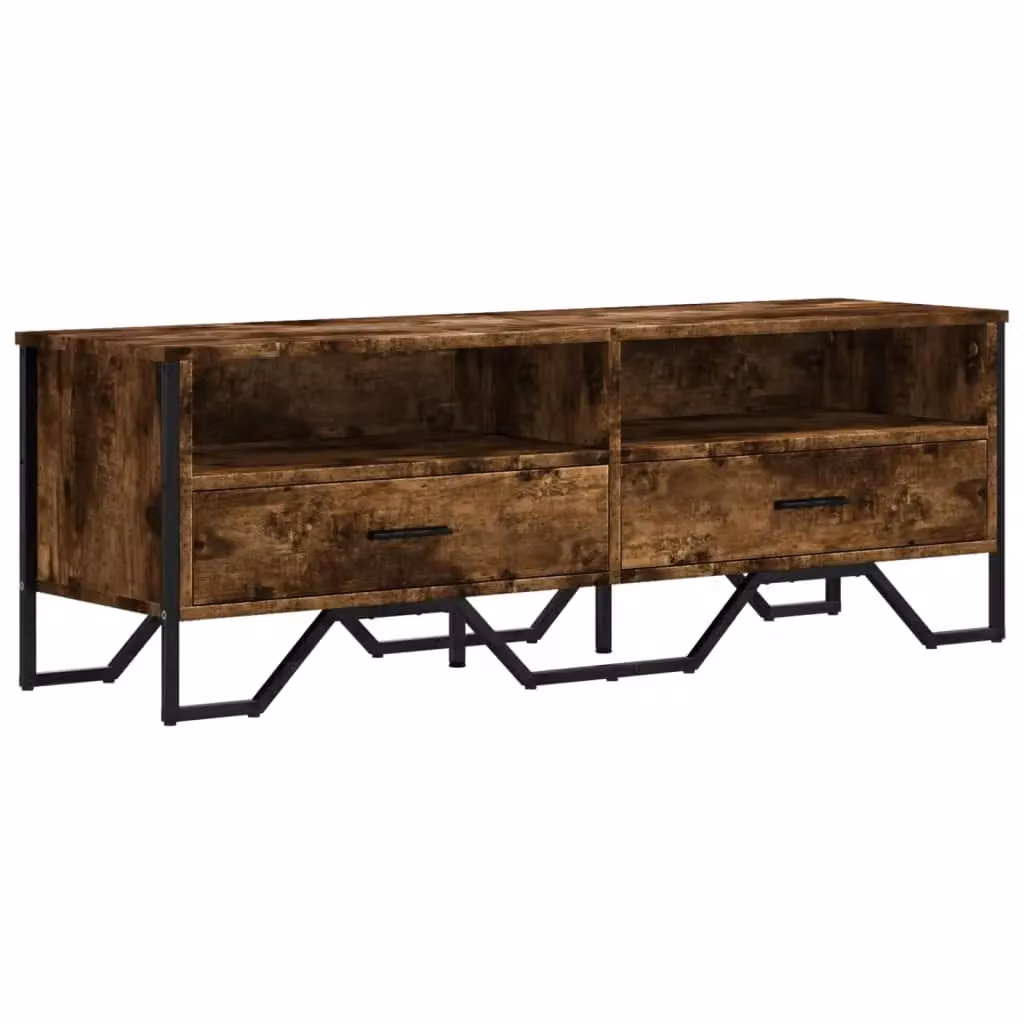 Berkfield Home Industrial TV Cabinet in Smoked Oak Brown, W/D/H: 122 x 34 x 41 cm – 2