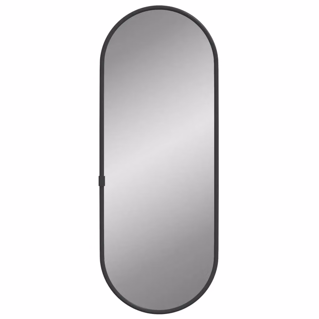 Berkfield Home Oval Wall Mirror in Black, W: 40 cm, H: 15 cm