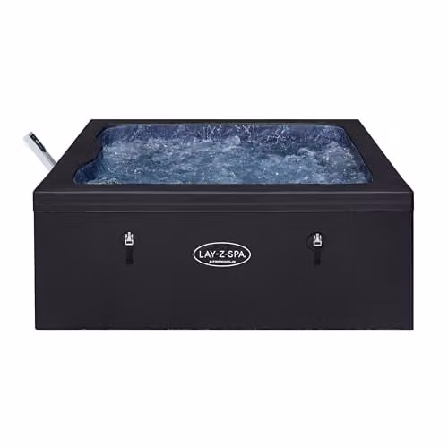 Lay-Z-Spa Stockholm Square Inflatable Hot Tub, Grey, 4-6 Person with Wifi App Control