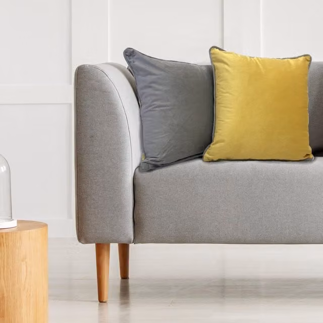 Rapport Home Square Velvet Cushion Cover, W/D/H: 43 x 43 x 43 cm, Yellow