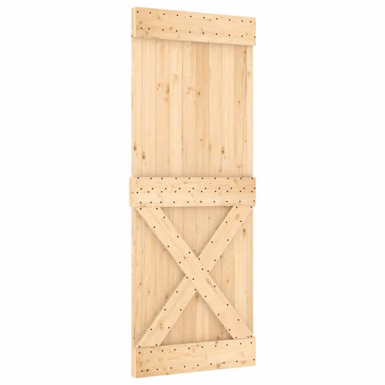 Berkfield Home Narvik Modern Sliding Door in Brown Solid Pine Wood, W: 80 cm, H: 210 cm
