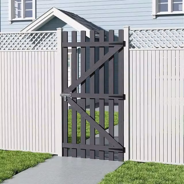 Lifeideas Opaque Wooden Garden Gate in Grey, Height: 180 cm