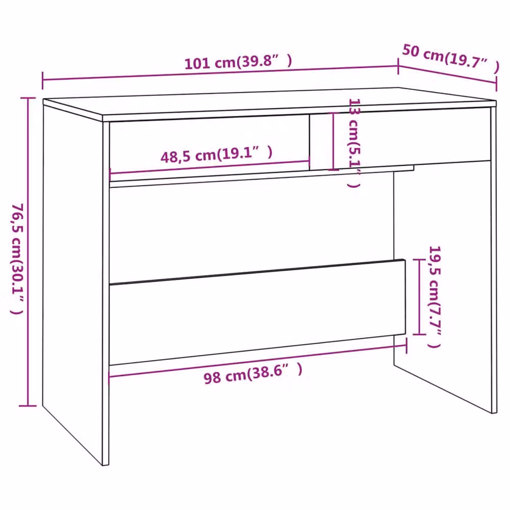 Berkfield Home Sturdy Writing Desk in Grey Sonoma, W/D/H: 101 x 50 x 76.5 cm – 4