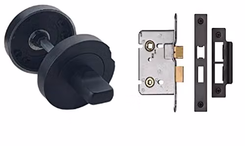Golden Grace Black Toilet Door Thumb Turn and Release with 64mm Mortise Lock