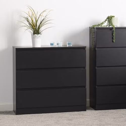 Seconique Malvern 3 Drawer Chest in Black – 3
