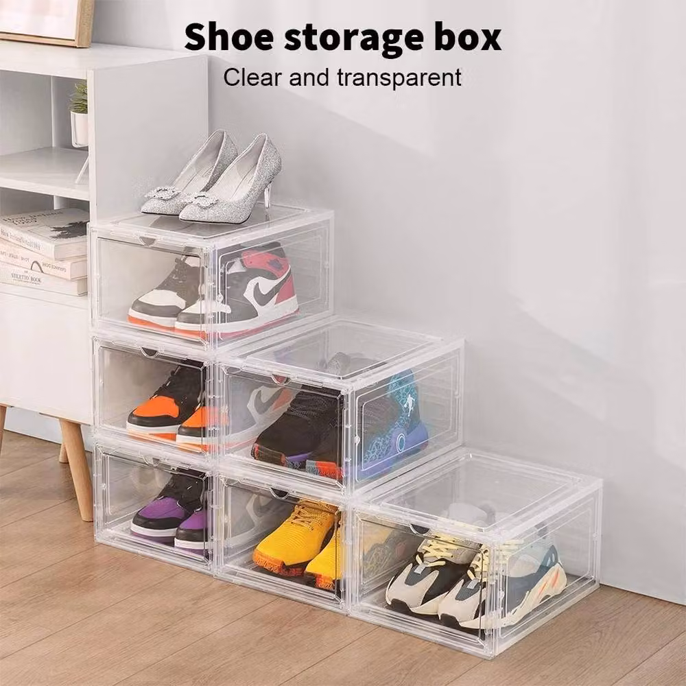 NESTLUNE Set of 6 Stackable White and Transparent Acrylic Shoe Box Storage Cases – 2