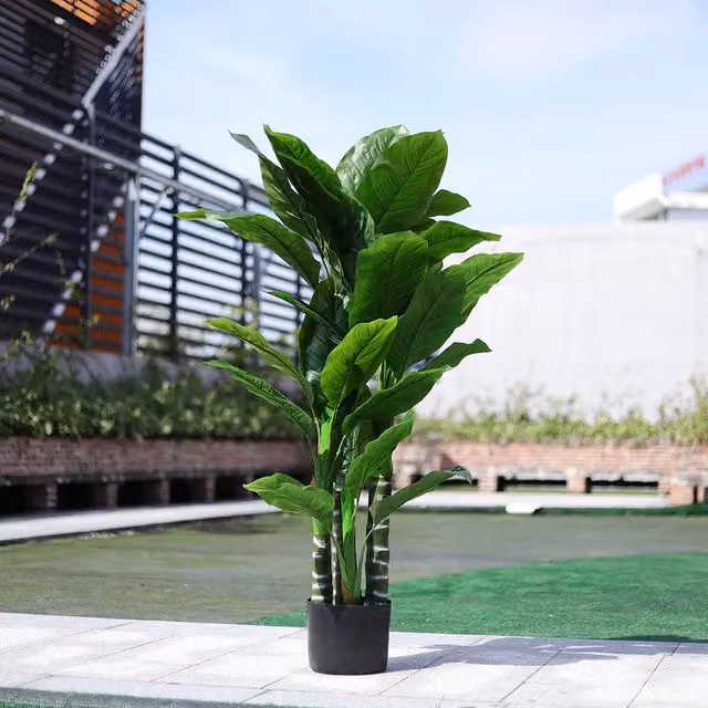 Livingandhome Artificial Tropical Green Plant with Plastic Flowerpot, Height: 190 cm