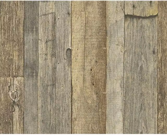 A.S. Création Yellow Wood Beam Pattern Faux Effect Textured Non Woven Mural Wallpaper
