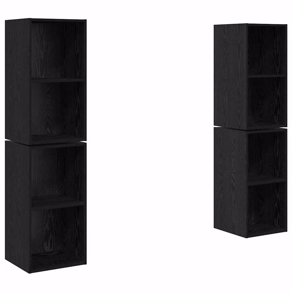 Berkfield Home 4-Piece Wall TV Cabinet in Black Oak, W/D/H: 37 x 37 x 72 cm – 3