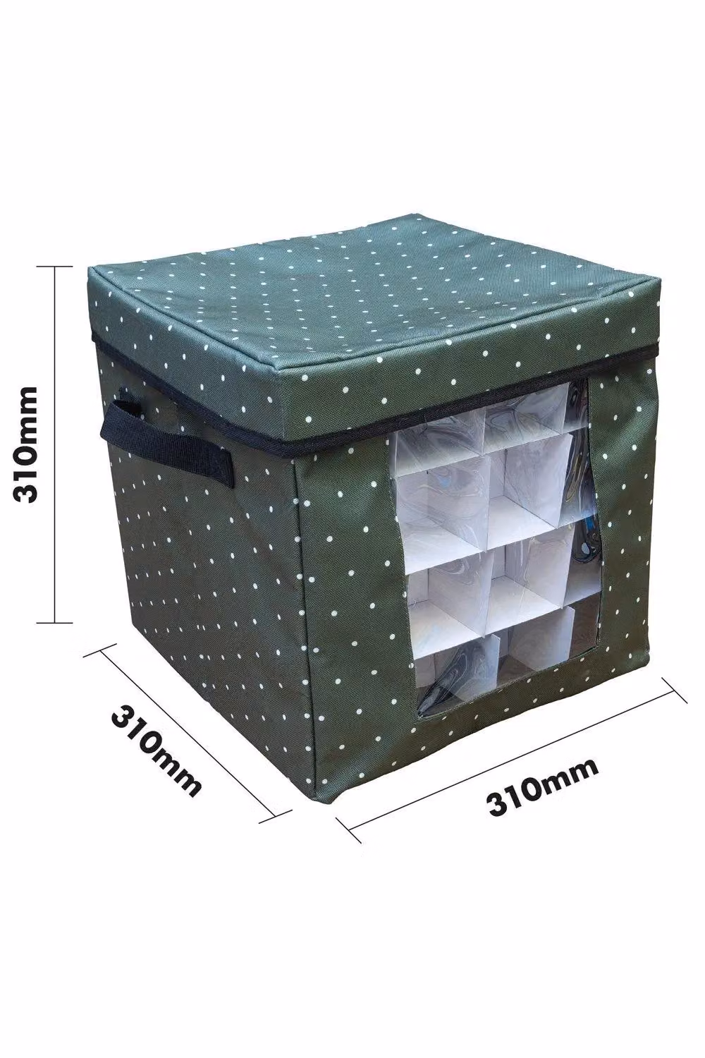 St Helens Home & Garden Bauble Storage Box in Green and Transparent, W/D/H: 30.5 x 30.5 x 30.5 cm – 3