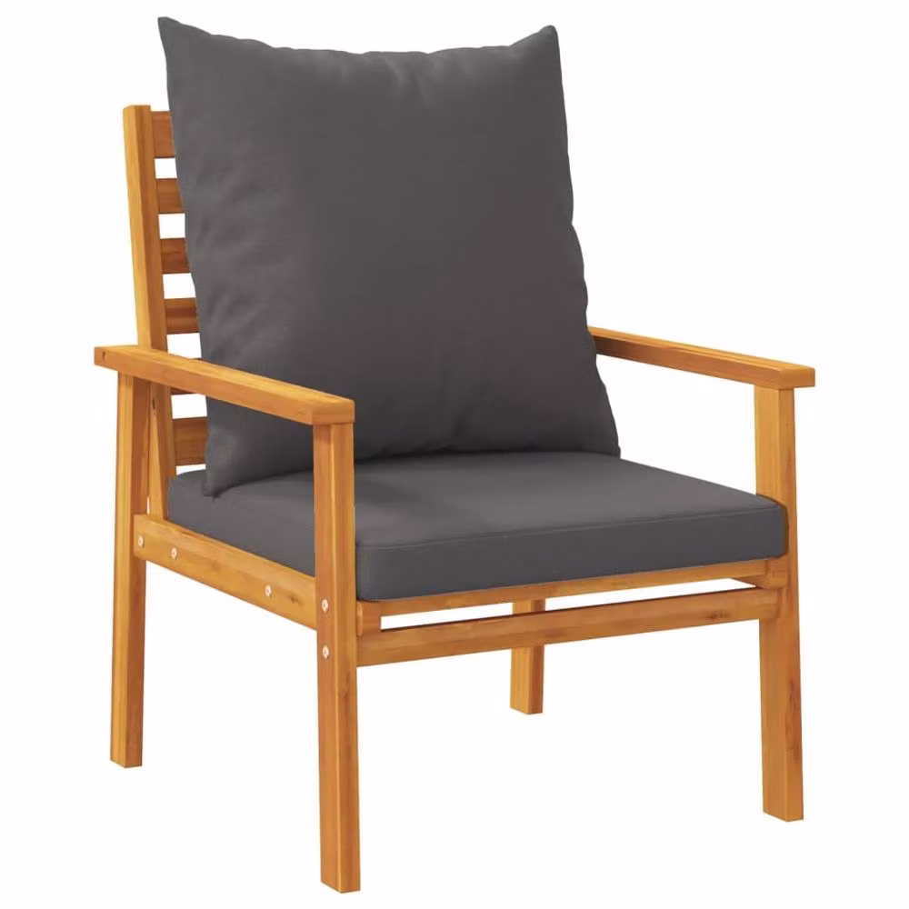 Berkfield Home Beautiful 5 Piece Acacia Wood Garden Lounge Set in Brown with Grey Cushions – 3