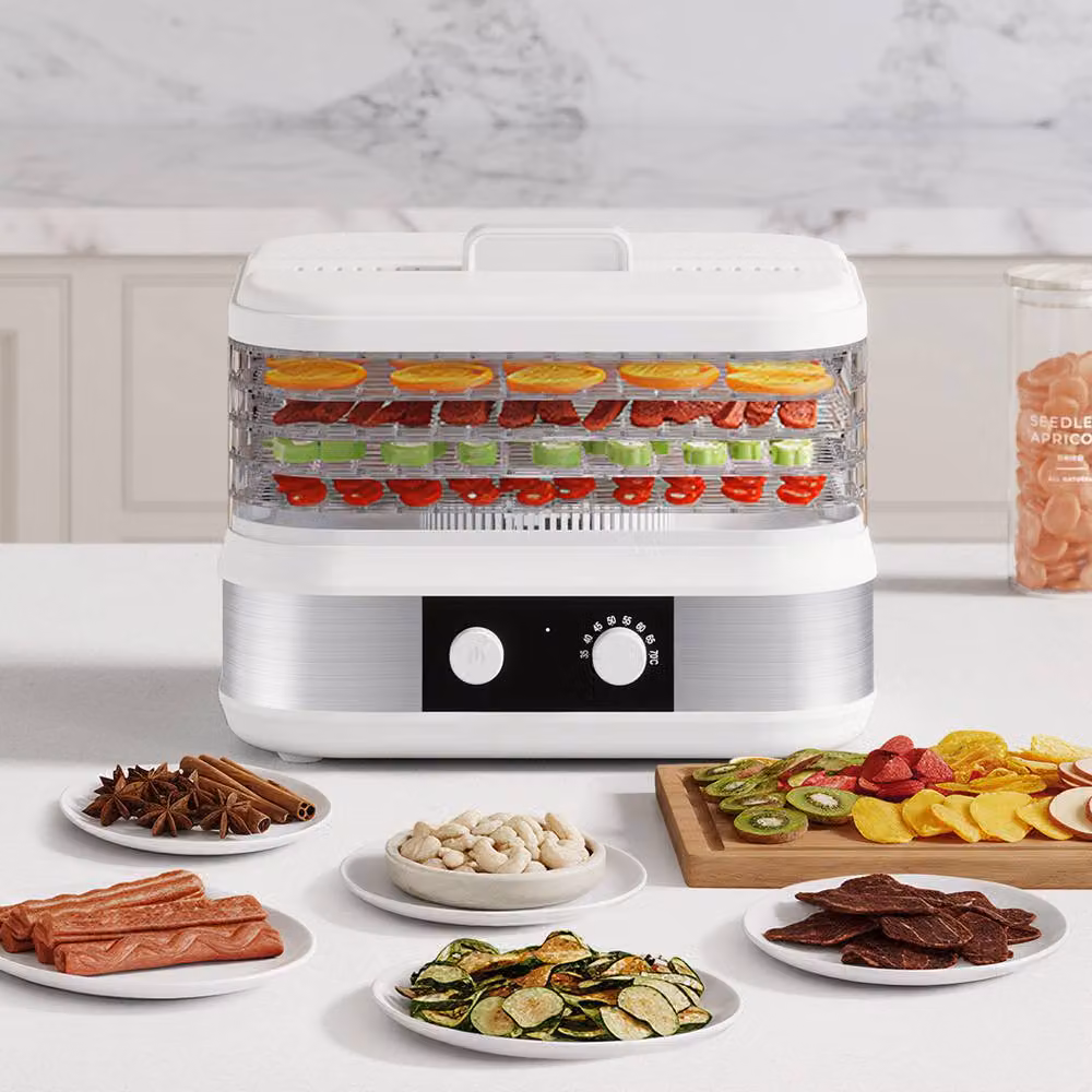 Spector Compact 5-Tray Food Dehydrator in White, 450W Stainless Steel Dryer with Digital Display and Adjustable Thermostat for Jerky, Fruit, Herbs and Yogurt – 2