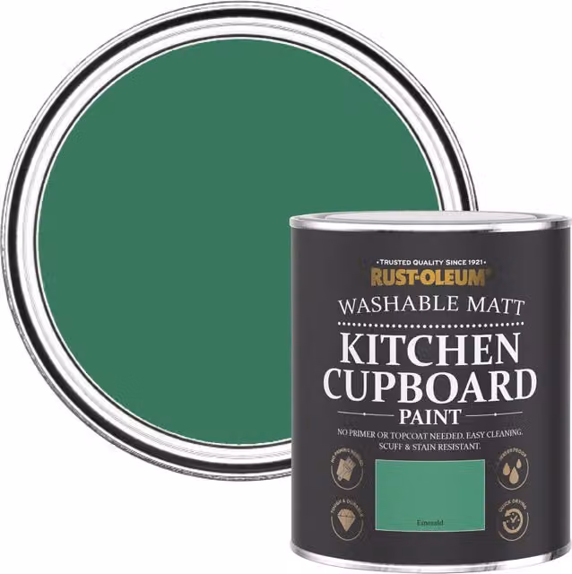 Rust-Oleum Matt Green Kitchen Cupboard Paint, 750ml