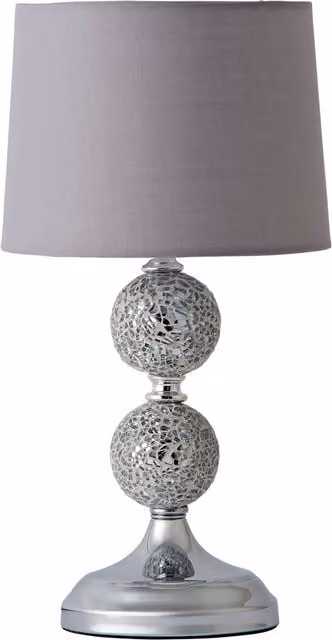 ValueLights Harmony Mosaic Crackle Table Lamp in Grey and Chrome