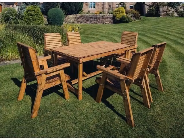 Churnet Valley Garden Furniture Ltd Valley 6 Seater 6XC Wood Garden Set with Cushions in Brown
