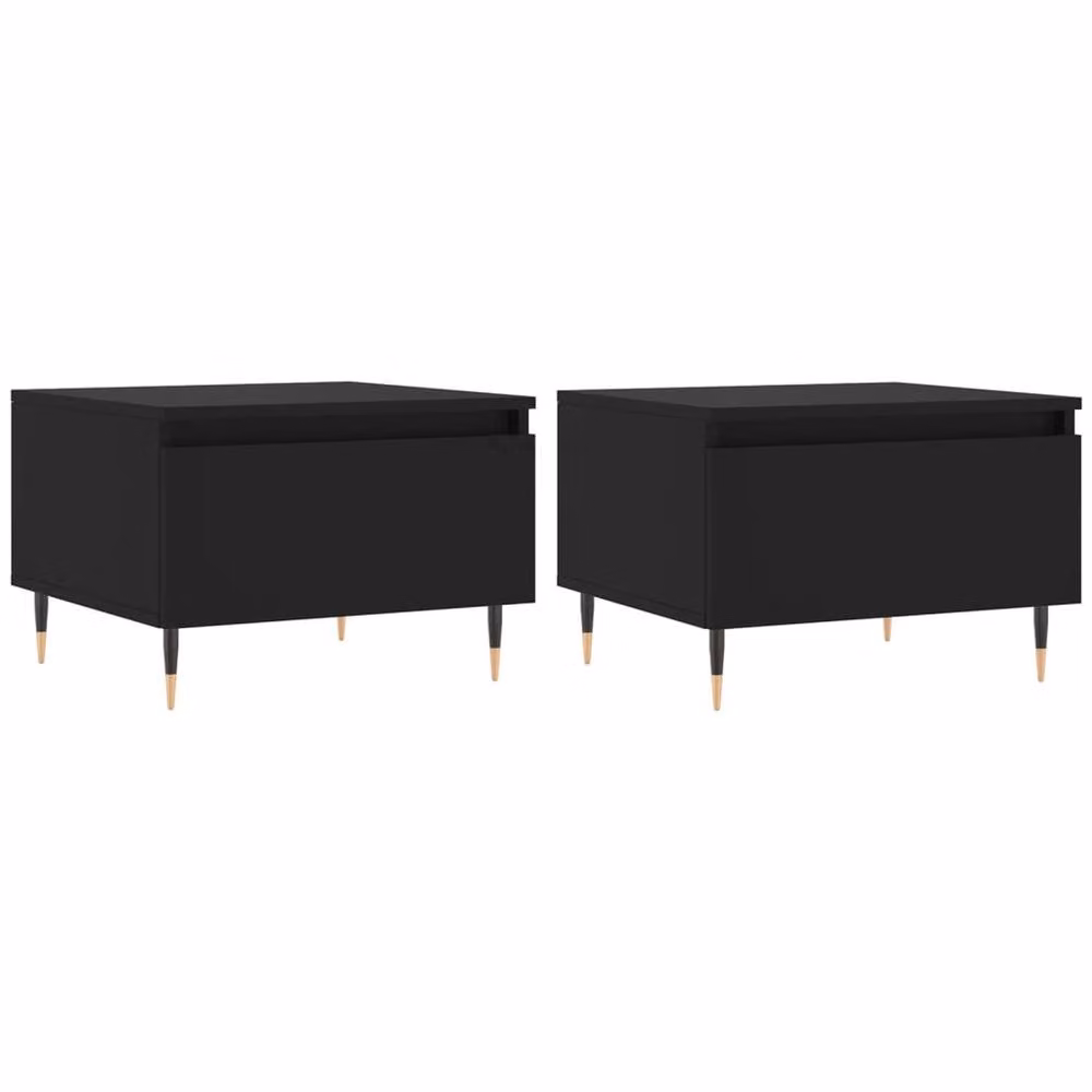 Berkfield Home Modern Nested Coffee Tables, 2 Piece Set, Black, W/D/H: 50 x 46 x 35 cm – 2