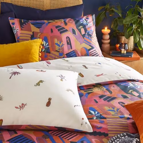 Riva Home Eivissa Reversible Floral Duvet Cover Set, Multicolour, W: 180 cm x L: 200 cm – 2