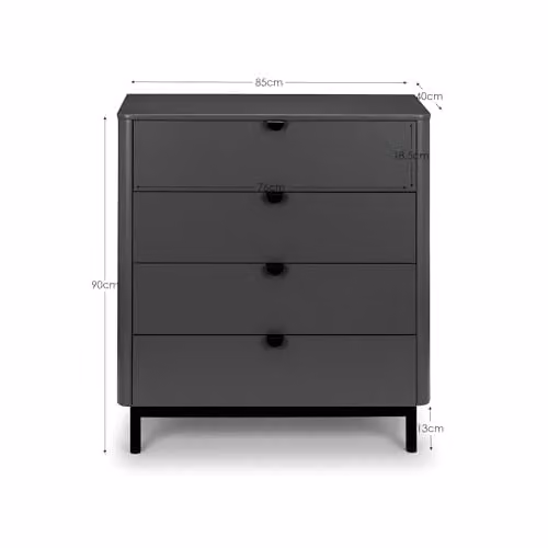 Julian Bowen Chloe 4 Drawer Chest in Storm Grey and Black – 2