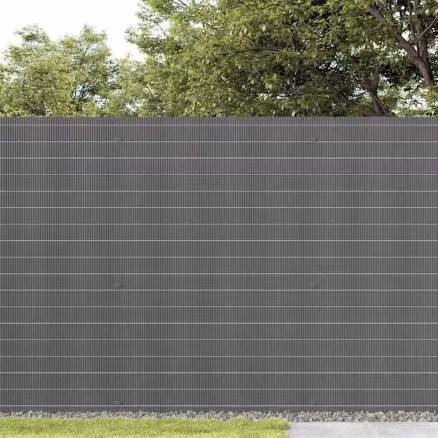 Berkfield Home Durable Double-Sided Grey PVC Garden Fence Strip, H: 180 cm, W: 5 m