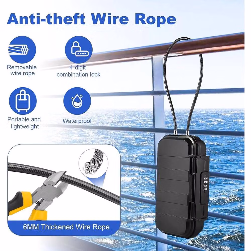 FLAVORA Portable Waterproof Travel Safe Box with Combination Lock in Black – 4