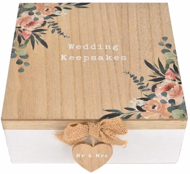 Widdop Gifts Wedding Keepsake Box in Beige and White