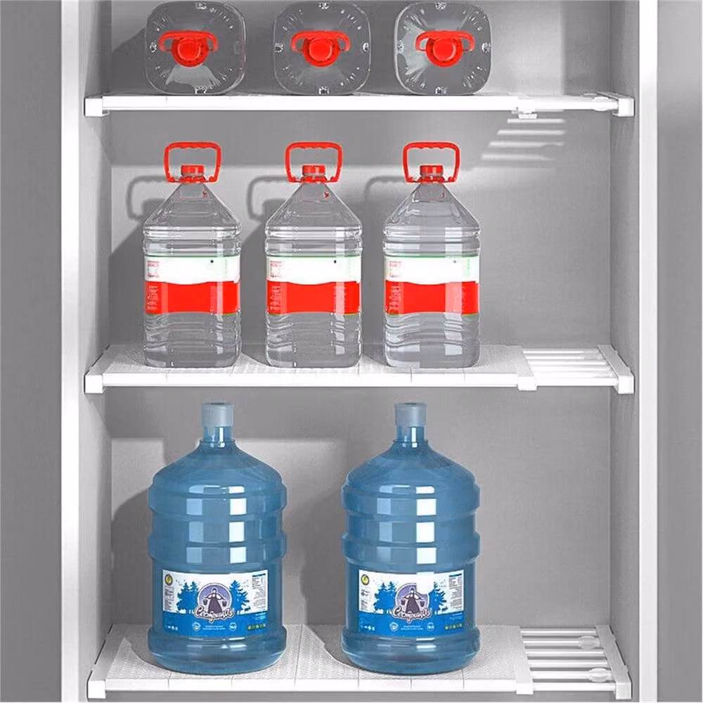 NESTLUNE 5 Piece Extendable Plastic Closet Cupboard Storage Organizer Shelf Set in White, W: 100 cm, D: 60 cm – 5