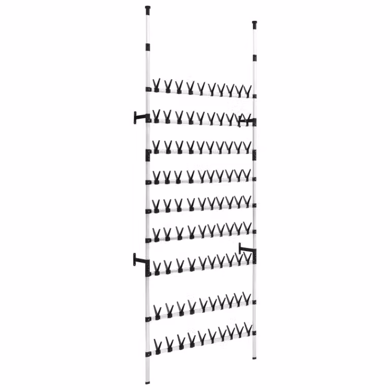 Berkfield Home Telescopic Aluminium Shoe Rack with Hanging Rods in Silver