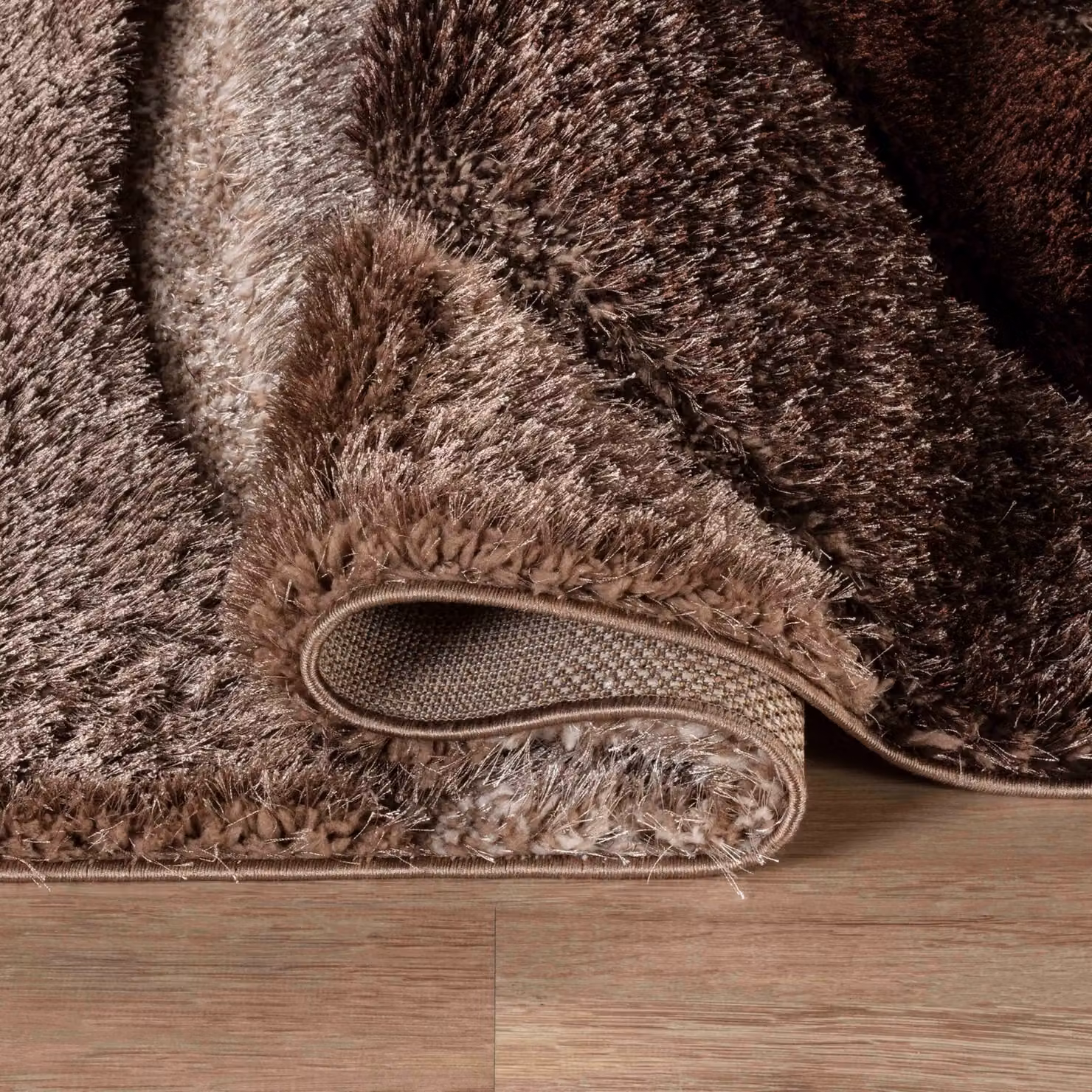 Desire Rugs Modern Soft Waves Shimmer Shaggy Area Rug in Bronze, W/D/H: 60 x 220 cm – 3