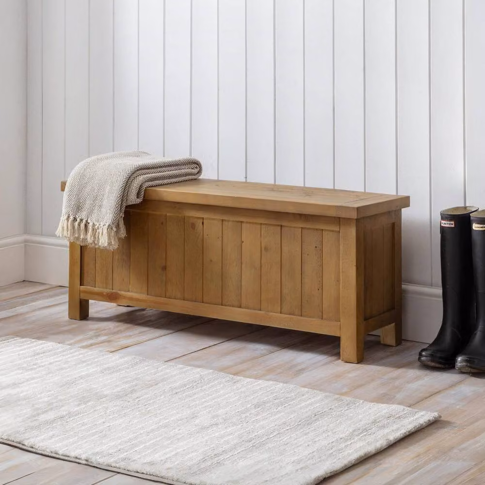 Cheshire Premium Everwood Rustic Pine Storage Bench in Natural Finish – 2