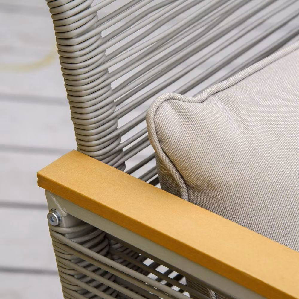 Matteo 4-Piece Grey Rattan Garden Sofa Set with Cushions and Coffee Table – 4